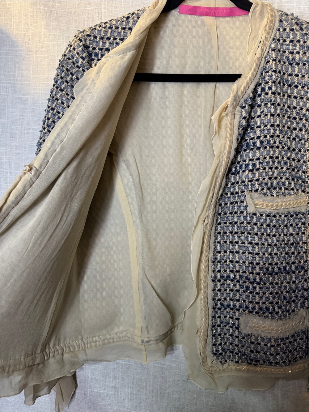 Emanuel Ungaro Navy and Cream Bouclé Jacket - Picture 9 of 11